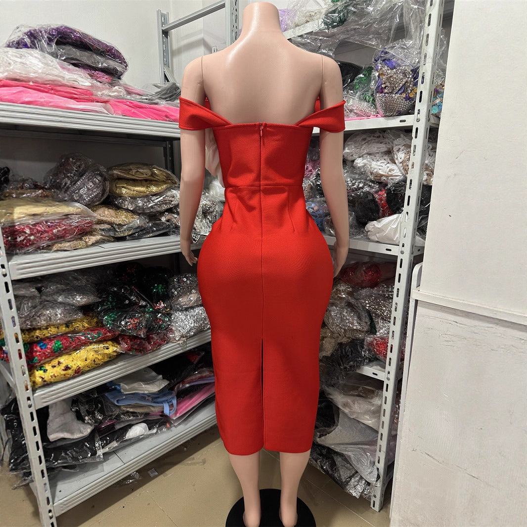Women's Tube Large Flower Decorative Bandage Dress Dresses