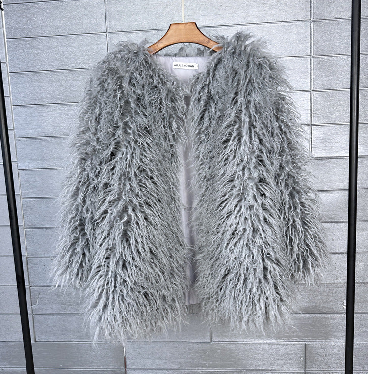 Women's Fur Faux Korean Style Solid Color Coats