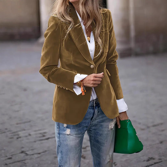 Spring Gold Veet Elegant Slim Fit Blazers