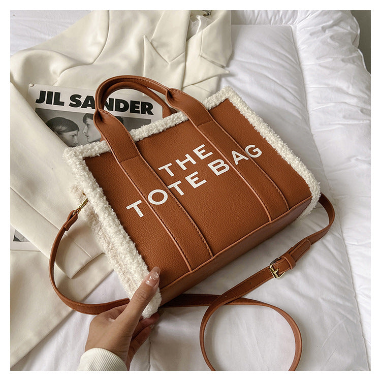 Women's Trendy Solid Color Letter Large Capacity Shoulder Bags