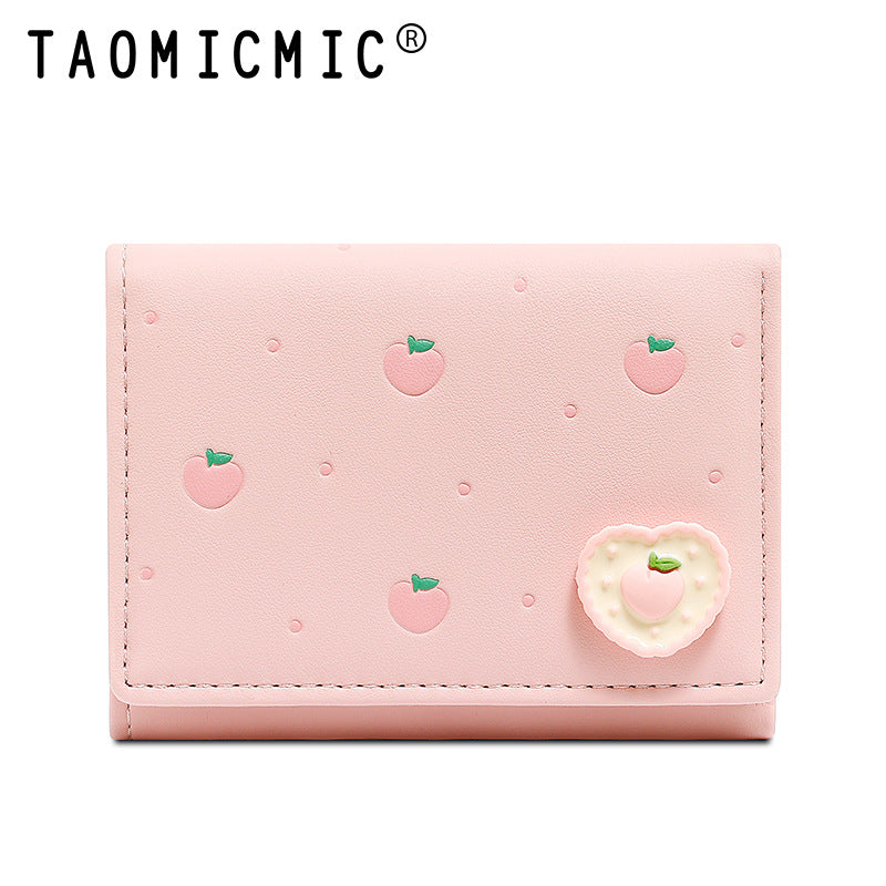 Women's Fresh Short Three Fold Love Fruit Ladies Wallets