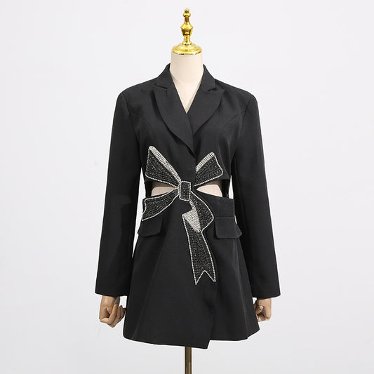 Women's Diamond Bow Midriff Outfit Design Sense Blazers