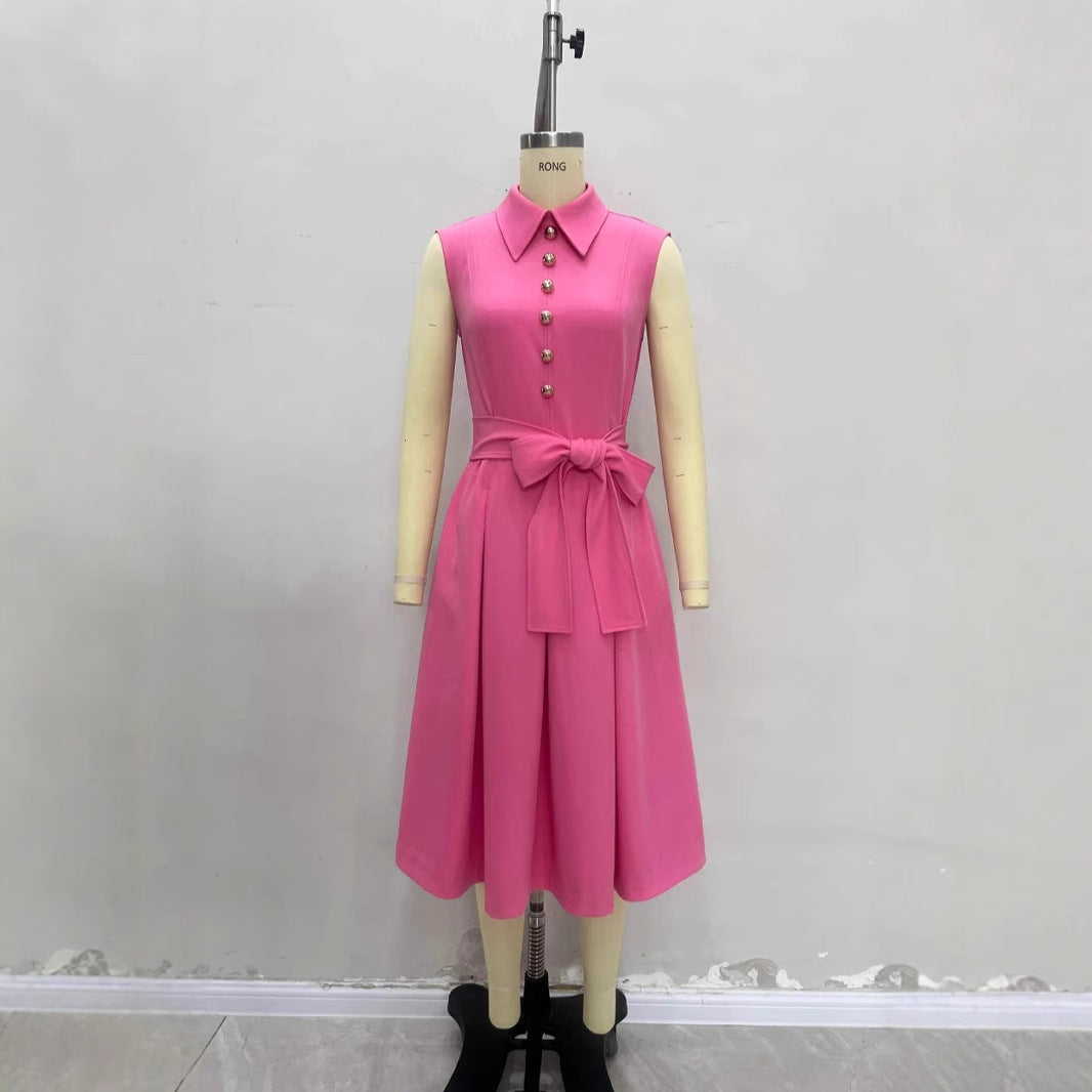 Women's Design Stand Collar Sleeveless Elegant French Dresses