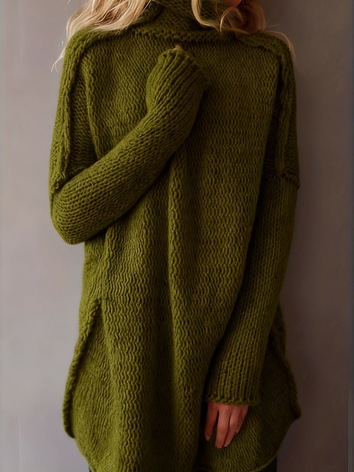 Attractive Fashion Heaps Collar Craft Long-sleeved Sweaters