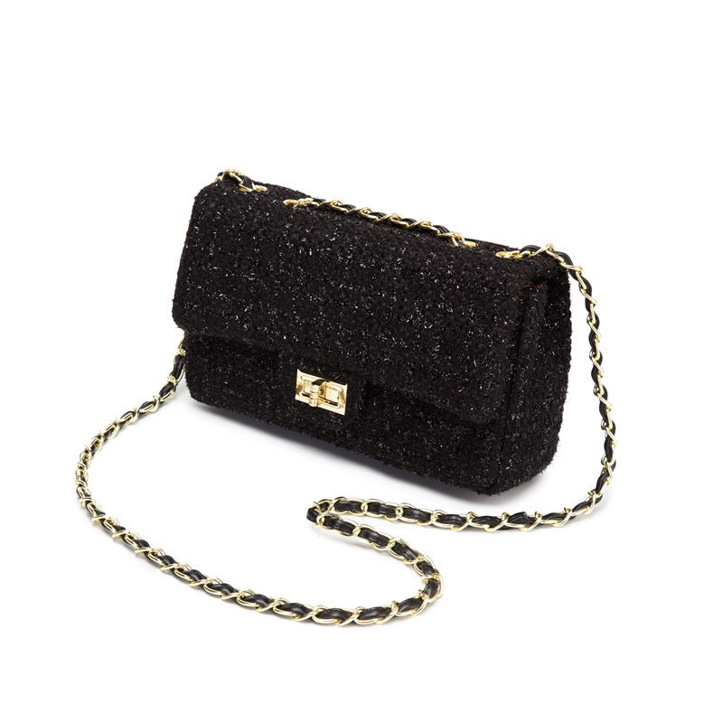 Women's Plaid Wool Classic Style Rhombus Chain Crossbody Bags