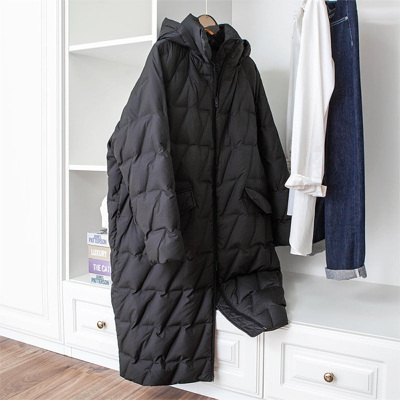 Loose Slimming Cocoon Shaped Handsome Long Lightweight Warm White Jackets