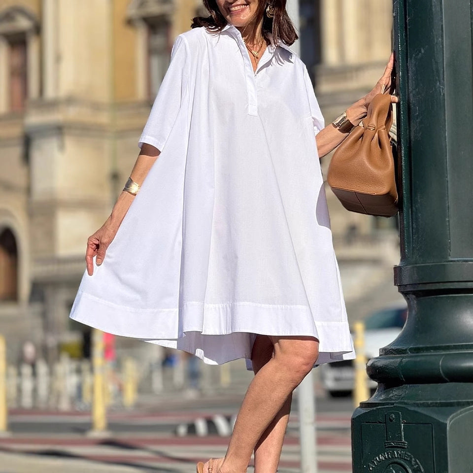Women's Patchwork Contrast Color Casual Temperament Cotton Dress