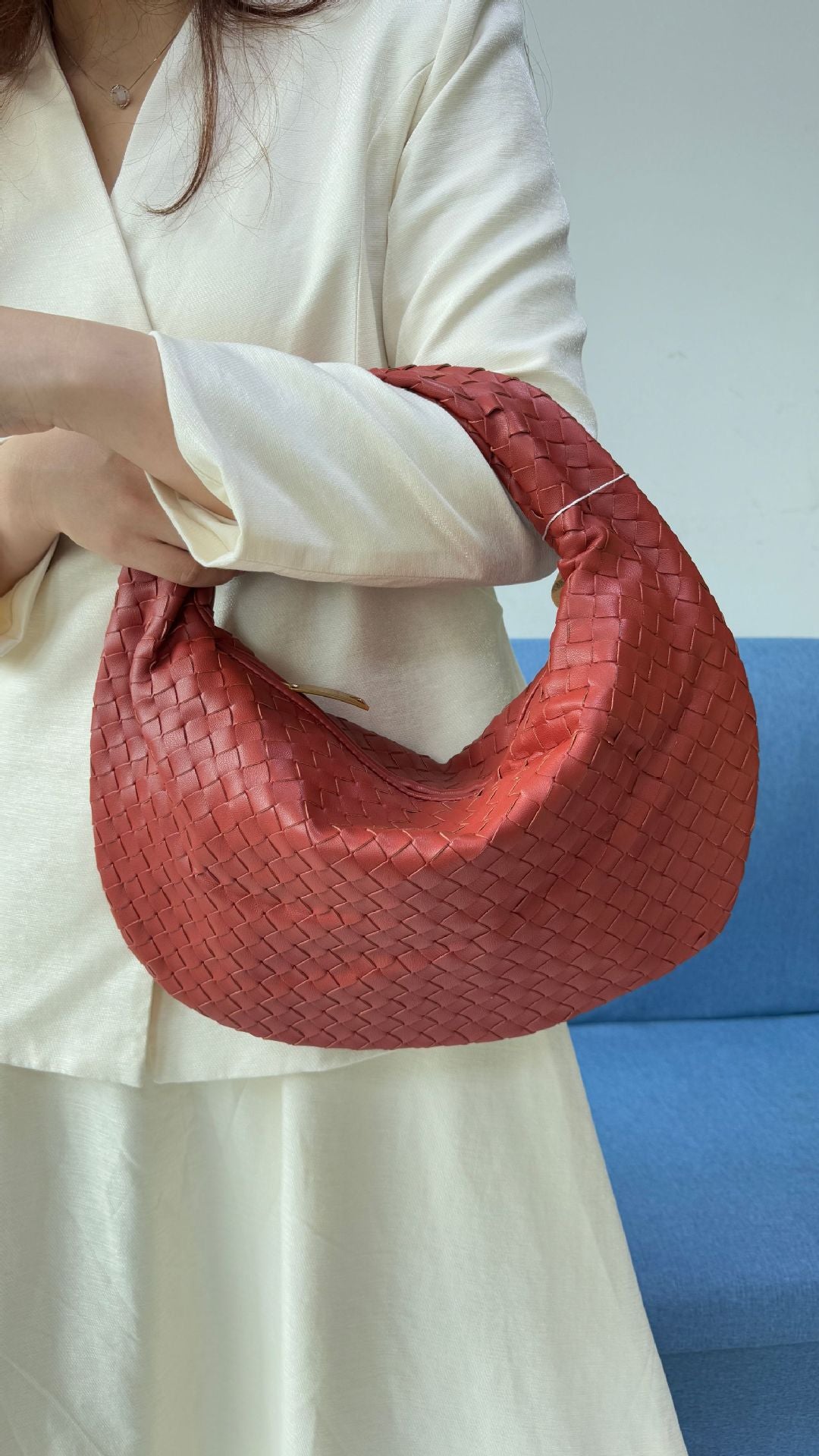 Women's Denim Woven Fashion Portable Horn Bags