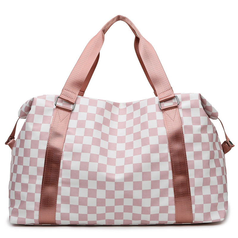 Plaid Portable Dry Wet Separation Large Travel Bags