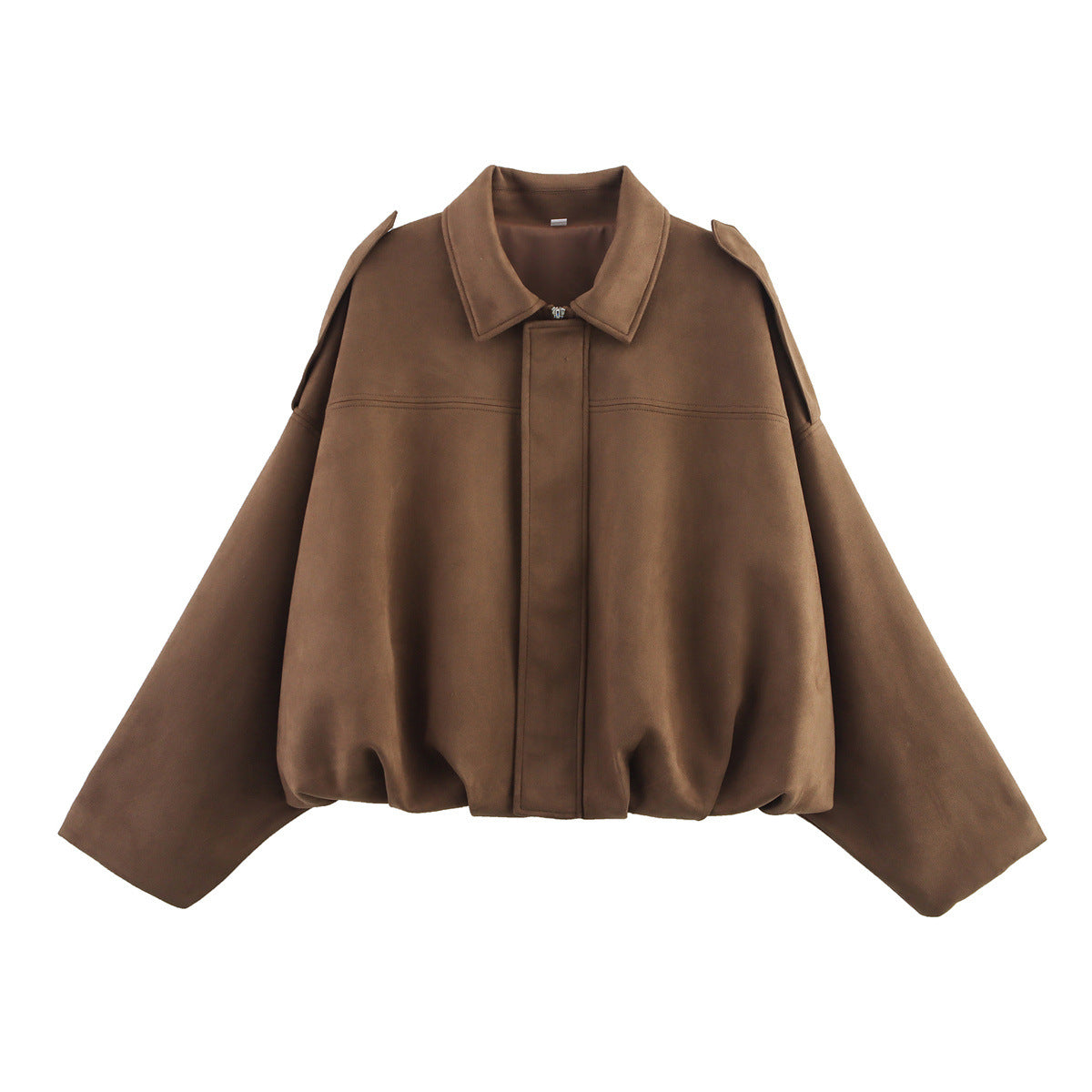 Women's Fashionable Loose Suede Texture Pilot Long-sleeved Jackets