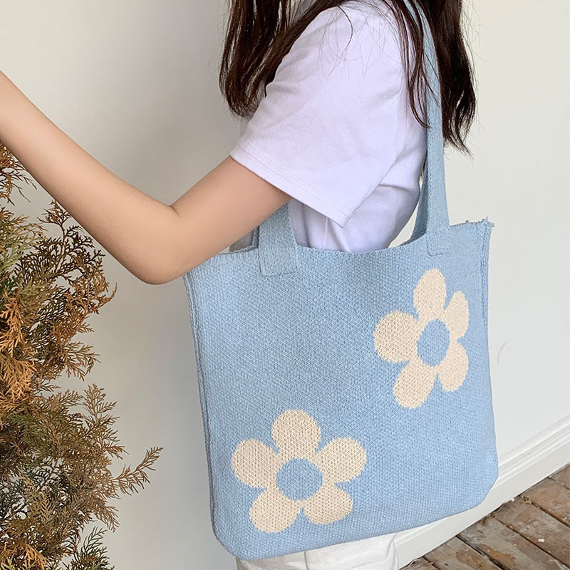 Women's & Men's Knitted Wool Woven Portable Shopping Shoulder Bags