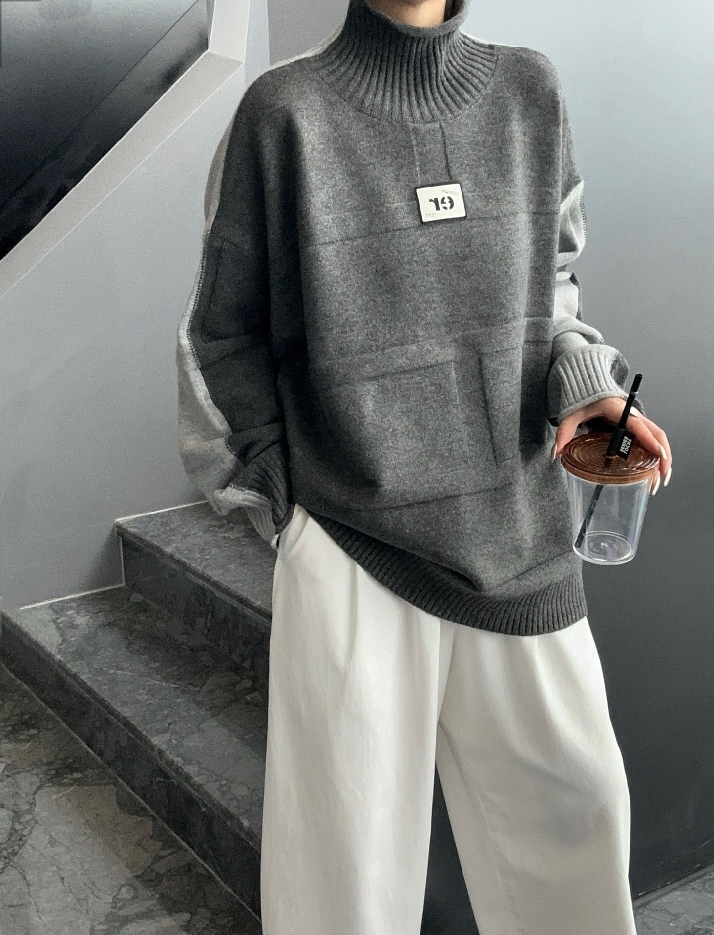 Pullover Loose Two-sided Wear Idle Style Large Version Outer Sweaters