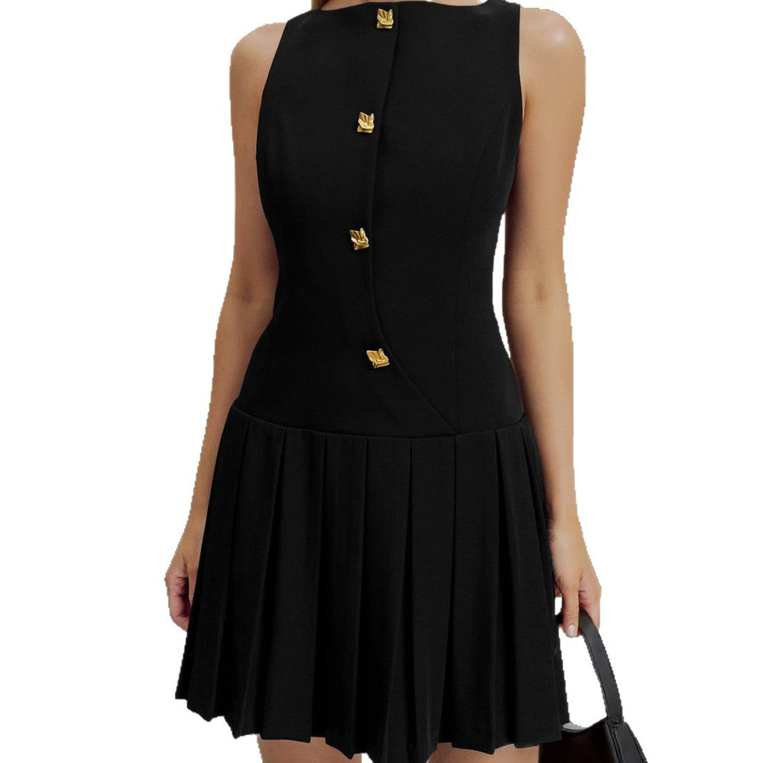Women's Hem Pleated Waist Tight Solid Color Dresses