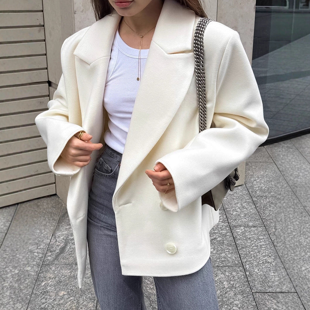 Women's Casual White Small High-grade Beige Niche Suits