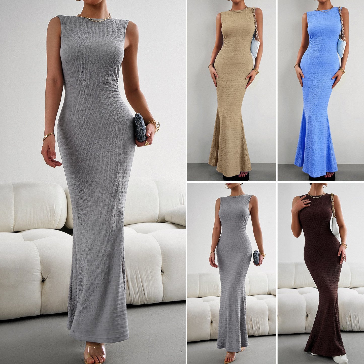 Classy Women's Retro Gentle Style Sleeveless Dress