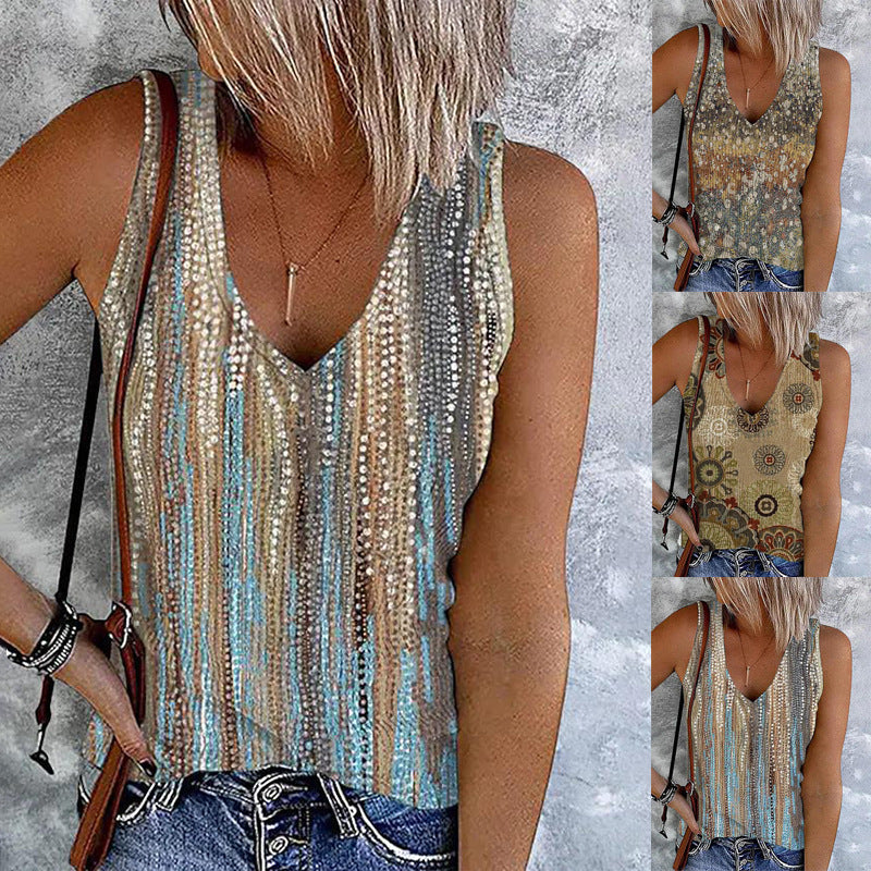 Women's Summer Casual Slimming Sleeveless Printed Vests