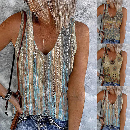 Women's Summer Casual Slimming Sleeveless Printed Vests