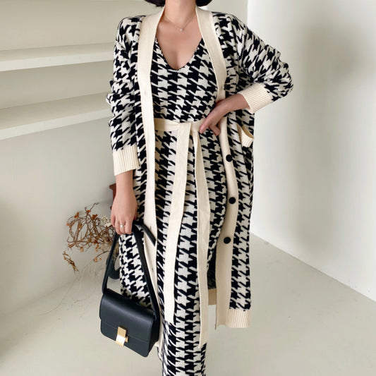French Minority Idle Style Long Knitted Suits