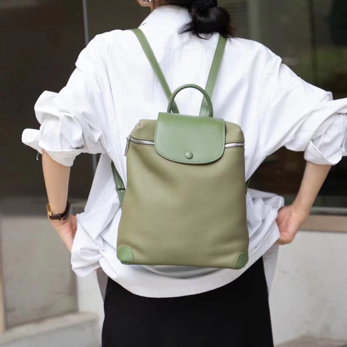 Capacity First Layer Cowhide Leisure Commuter Backpacks