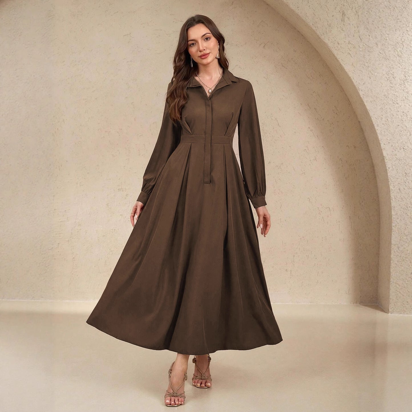 Women's Sleeve Fashion Elegant Big Hem Business Dress
