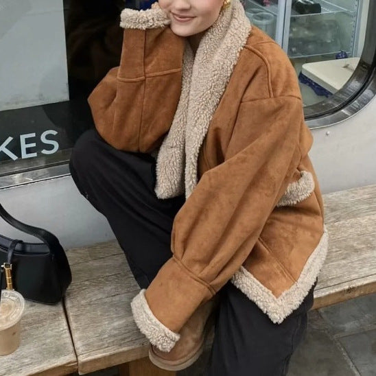 Women's Colors Fur Integrated Lamb Wool Thick Coats