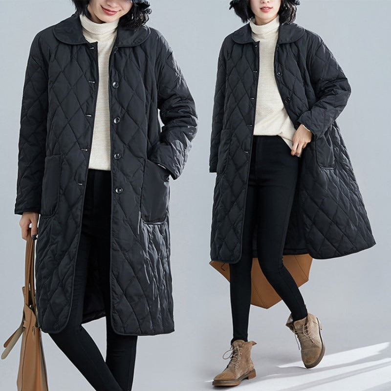 Women's Large Lightweight Cotton Loose Mid-length Korean Coats
