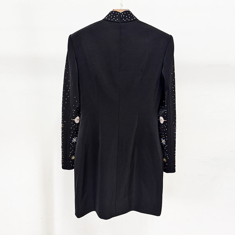Fashion Diamond Embroidered Beads Rhinestone Long-sleeved Dresses