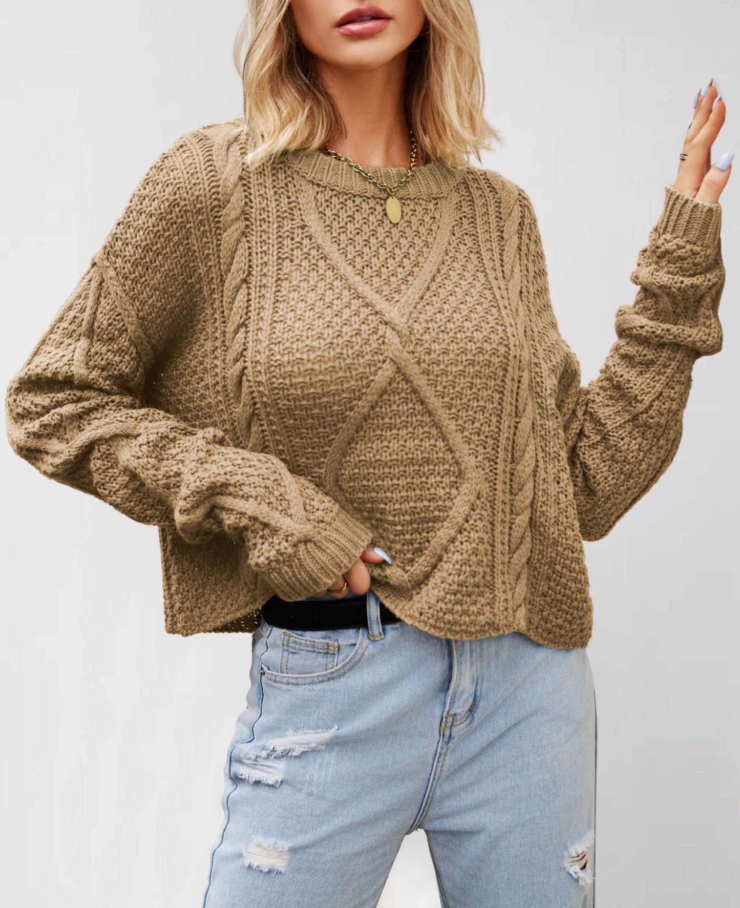 Women's Twist Twisted Rope Loose Thick Needle Sweaters