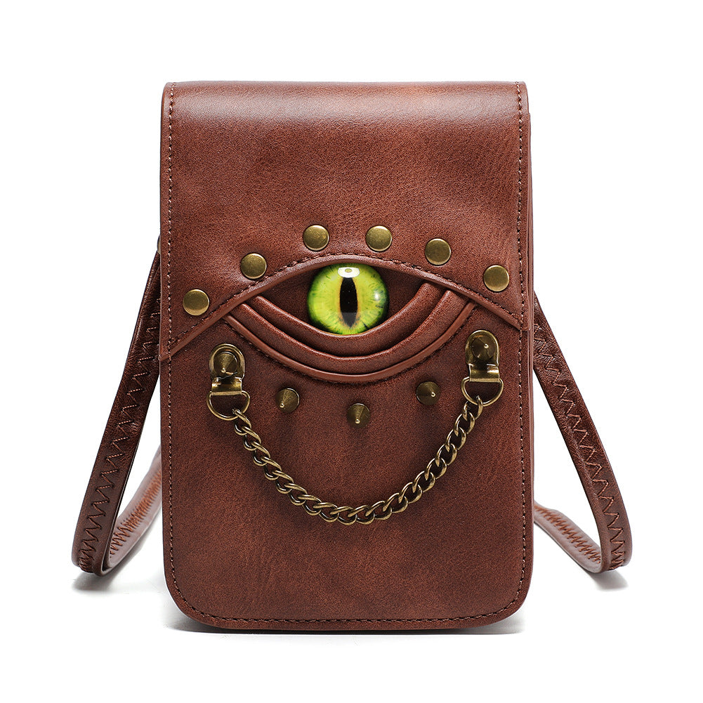 Women's Niche Retro Rivet Male Leather Mini Crossbody Bags