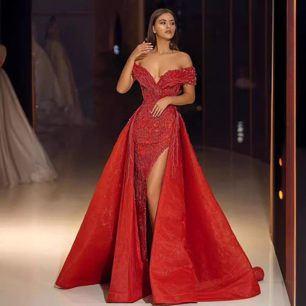 Women's Bronzing Swing Sexy Dress Trailing Banquet Wedding Dresses