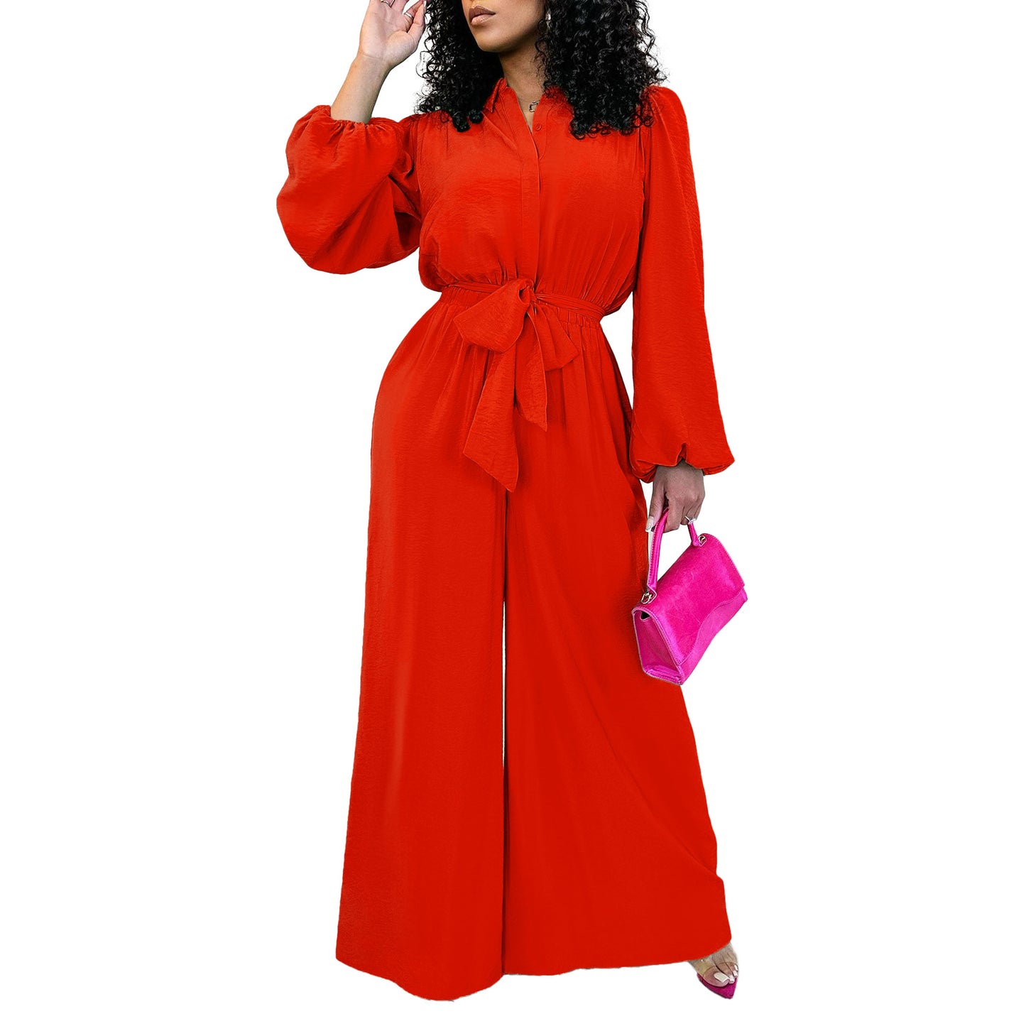 Women's Fashion Long Sleeve Solid Color High Women's Jumpsuit/clothing