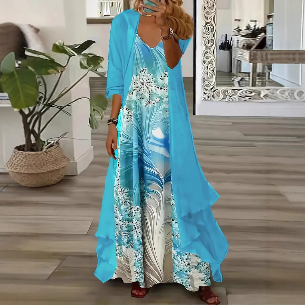 Summer Long Sleeve Loose Floral Totem Dress