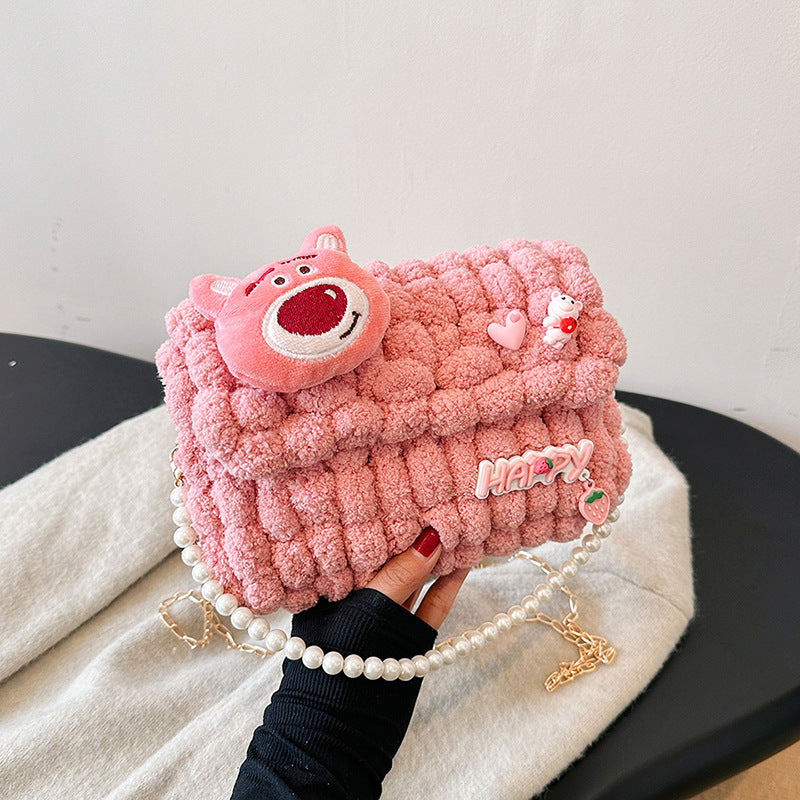 Bear Hand-woven Material Wool Homemade Cute Gift Crossbody Bags