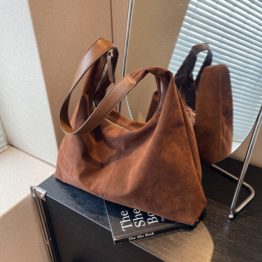 Women's Suede For Fashion Solid Color Large Shoulder Bags