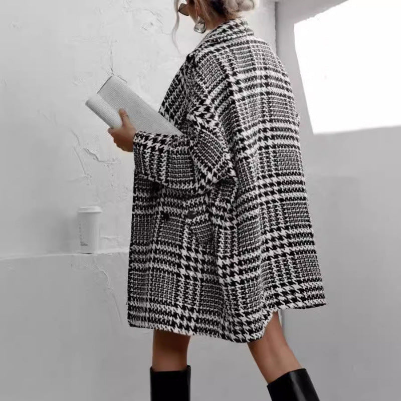 Unique Woolen With Lining Thickened Plaid Coats