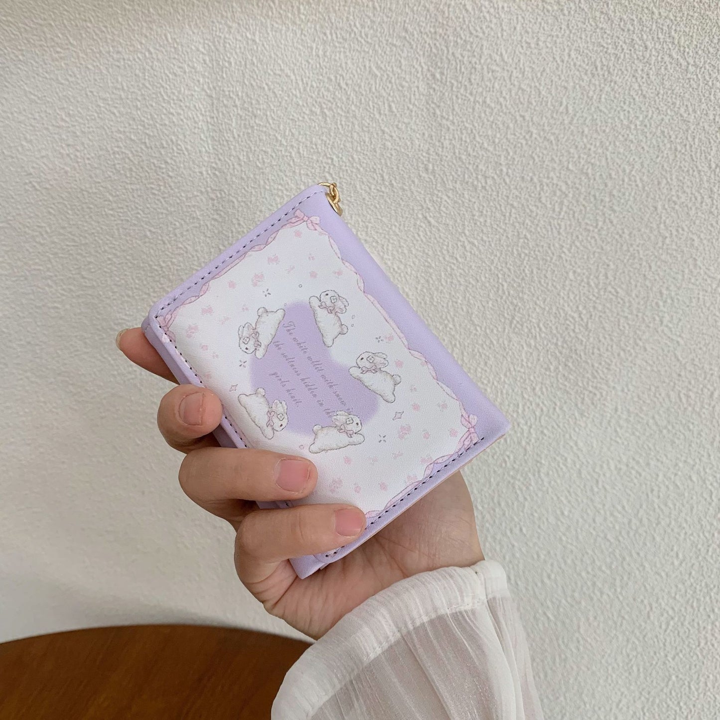 Female Short Cute Love Hair Ball Korean Ladies Wallets