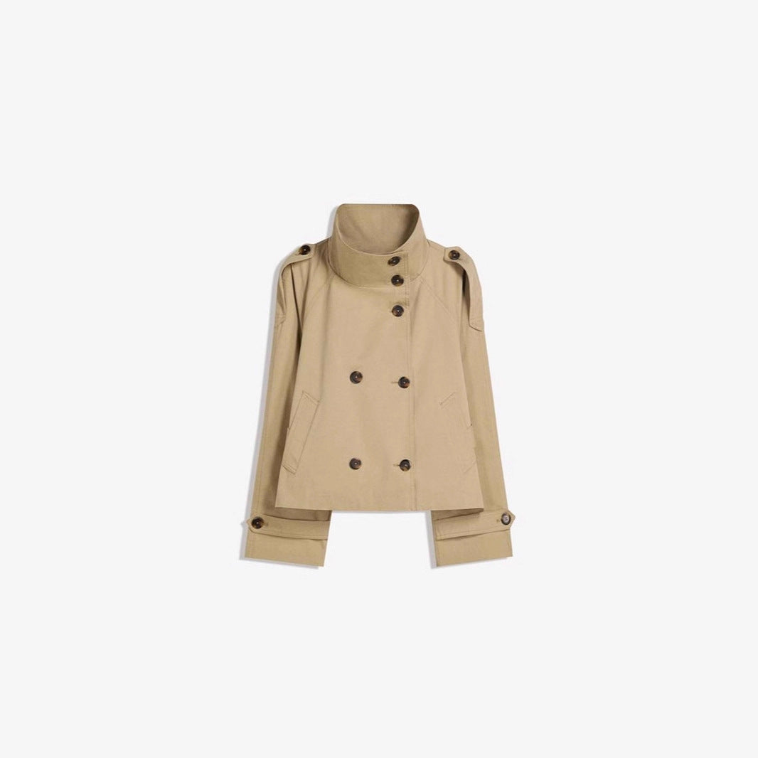 Retro Lapels Design Double Breasted Lace Up Coats
