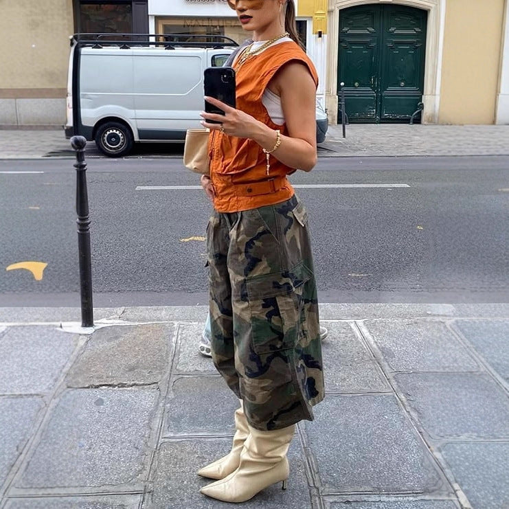 Women's Street Hipster Fashion Casual Camouflage Tooling Pants