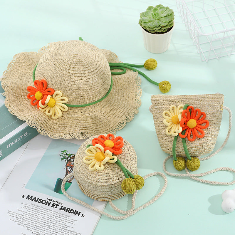 Women's & Children's Seaside Beach Weaving Straw Hat Pastoral Children's Coin Purse