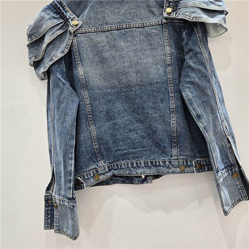 Women's Detachable Padded Shoulder Denim Korean Stylish Jackets