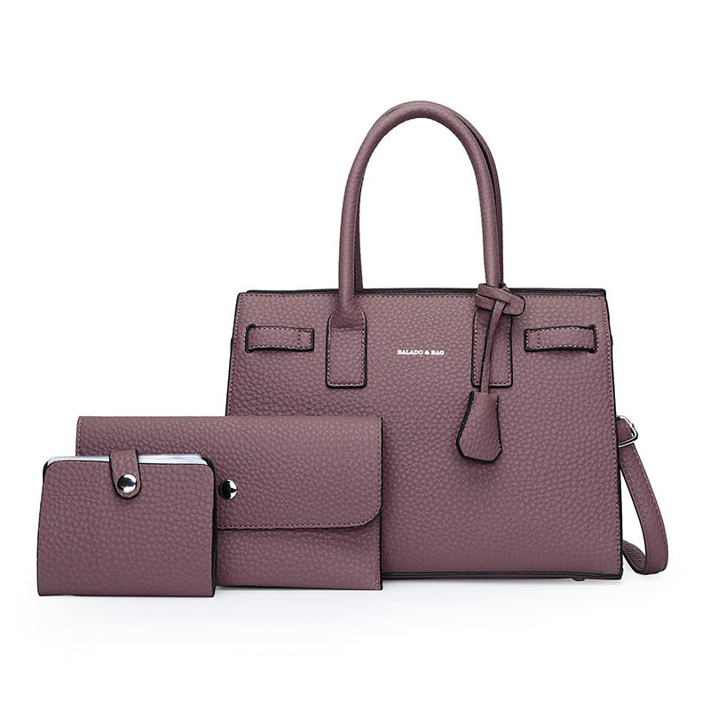 Women's Three-piece With Litchi Pattern Hand Holding Shoulder Bags