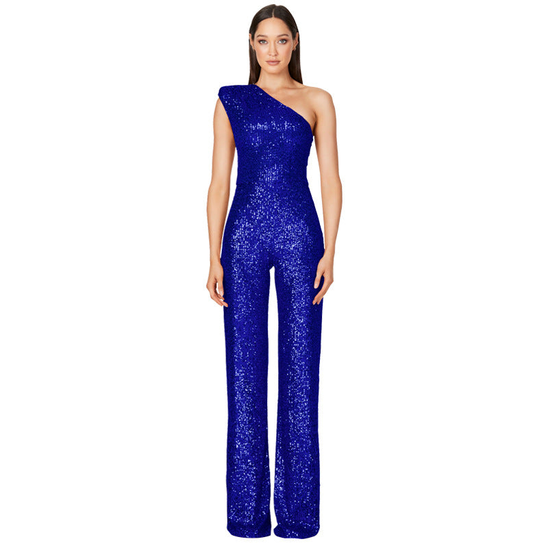Women's Beautiful Popular Summer Sleeveless Sequined Jumpsuits