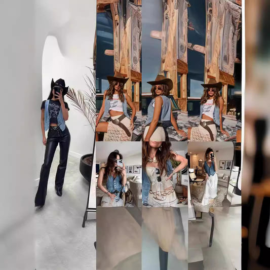 Women's Casual Retro Fashion Denim For Women's Vest