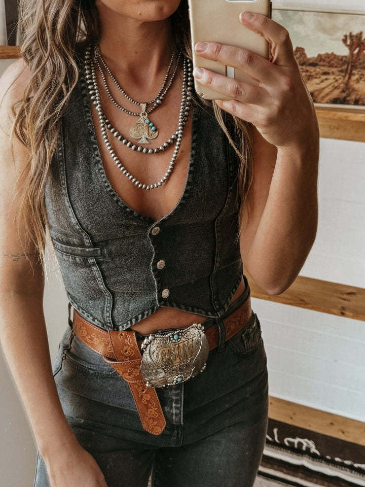 Women's Personalized Hot Sleeveless Single-breasted Denim Women's Vest