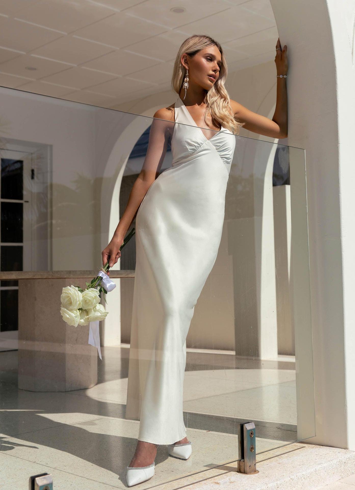 Stylish Popular Fashionable Sexy Backless Satin Dress