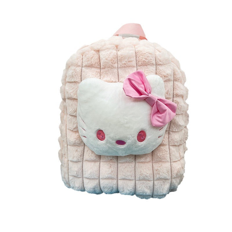 Plush Cartoon Plaid Cute Doll Clow Middle School Students' Schoolbags