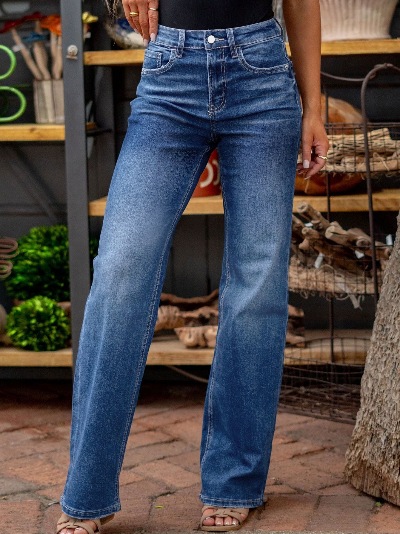 Women's Straight Narrow Summer High Slimming Small Sized Jeans