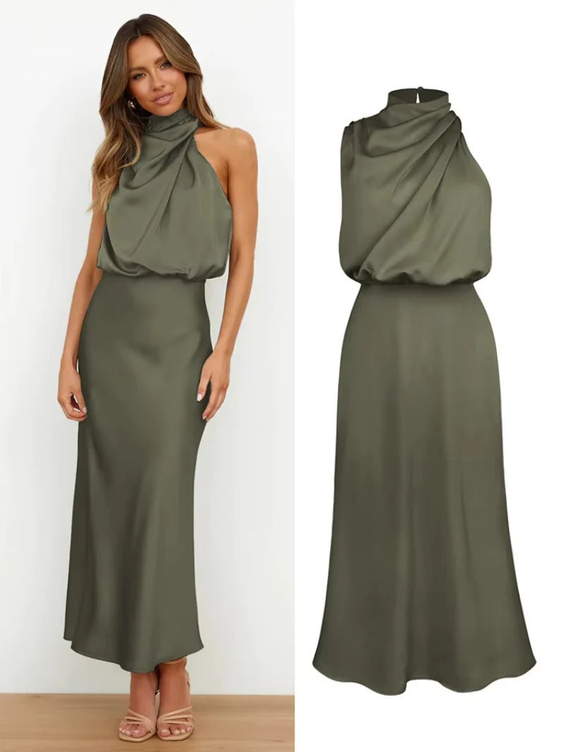 Premium Satin Sleeveless Fashion Elegant Graceful Dress