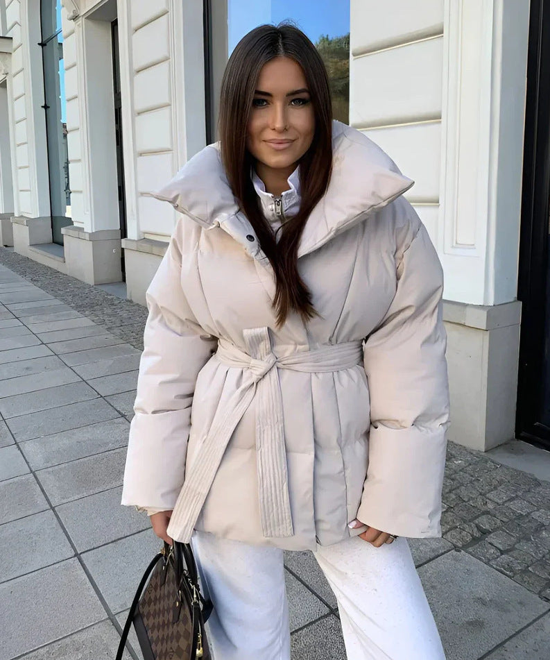 Women's Long Sleeves Waist Loose Solid Color Coats