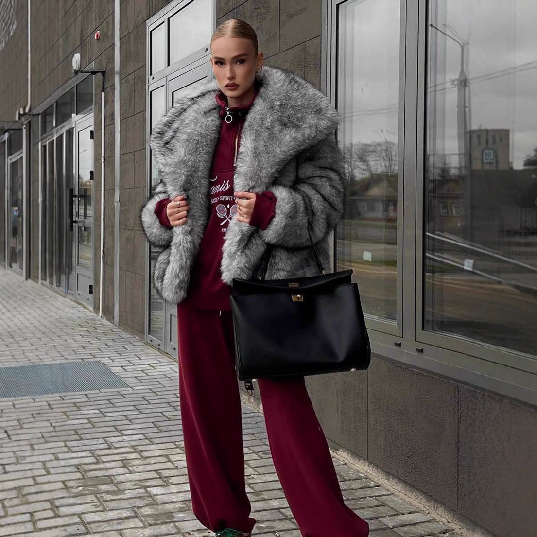 Women's Fox Fur Large Lapel Faux Fashion Coats